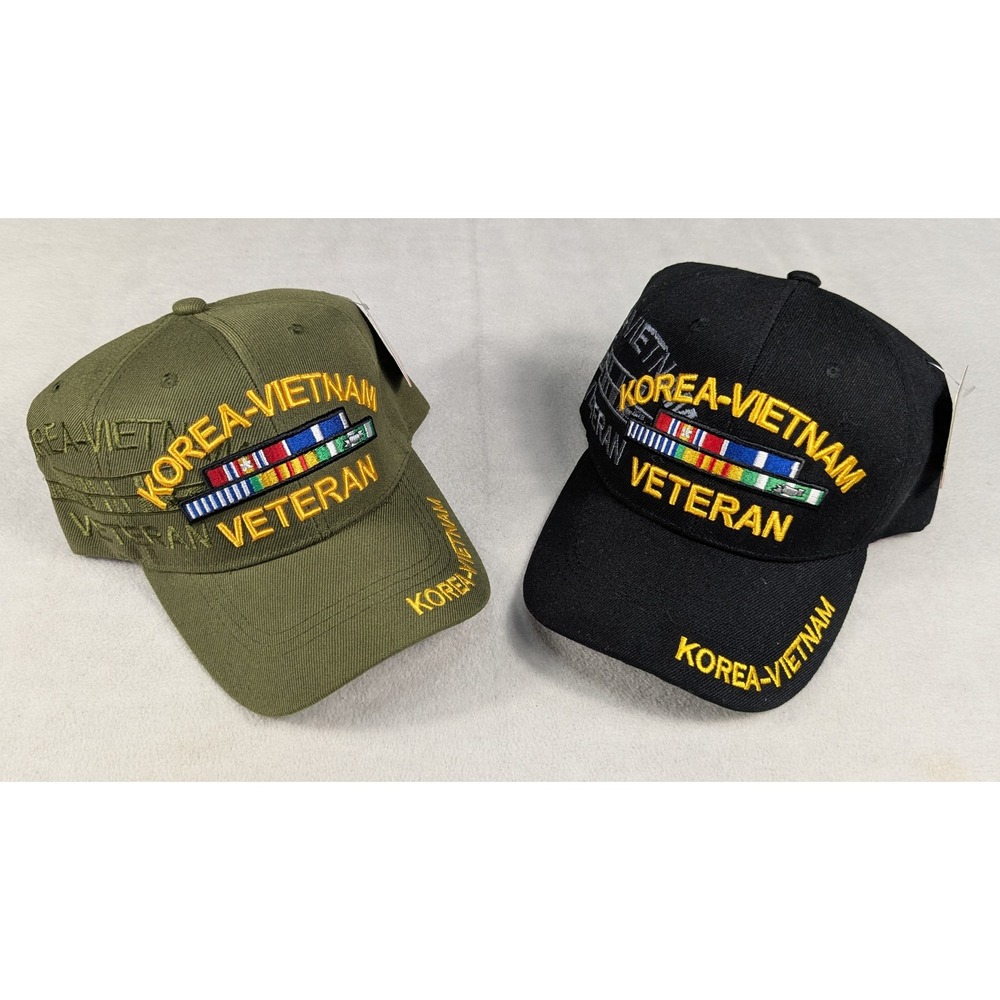 Lot of 2 New US Warriors Korea Vietnam Veteran Hat Military Baseball Cap